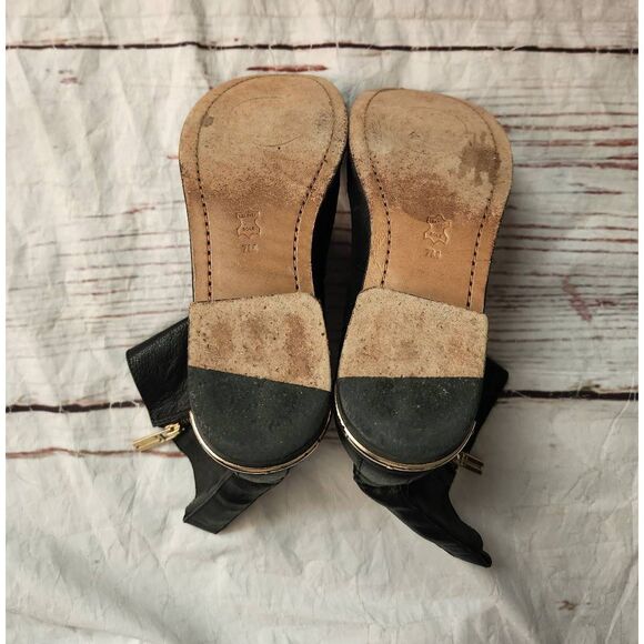 Tory Burch Elyse Black Leather Biker Style Booties Size 7 - Picture 5 of 8